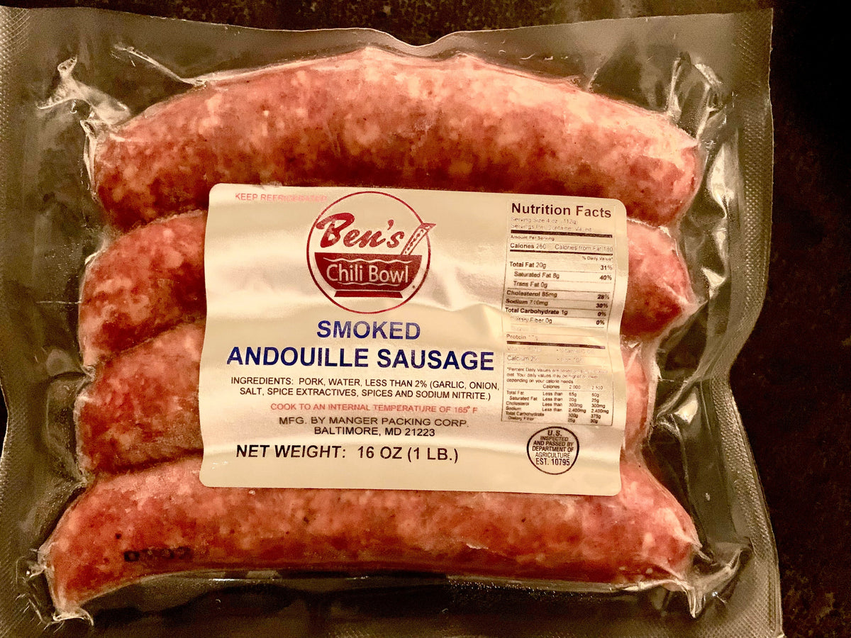 Smoked Andouille Sausage (16 Sausages) Ben's Chili Bowl